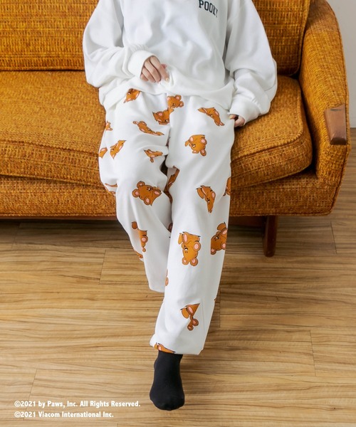 RASVOA（ラスボア）の「【Ｇａｒｆｉｅｌｄコラボ】総柄ルームスウェットパンツ（スウェットパンツ・レディース・ブラック/オフホワイト・FREE）」の2枚目の写真