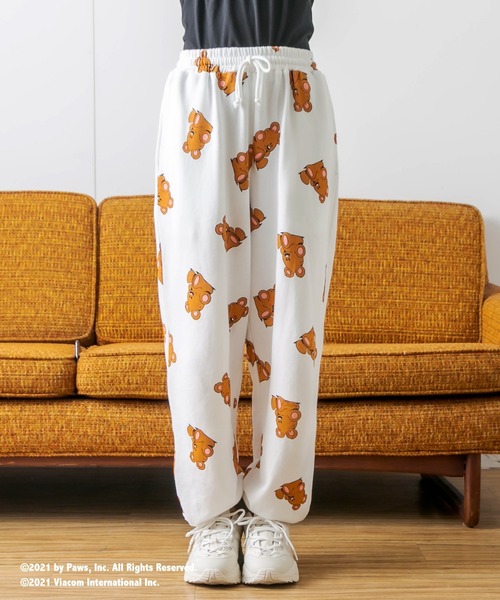 RASVOA（ラスボア）の「【Ｇａｒｆｉｅｌｄコラボ】総柄ルームスウェットパンツ（スウェットパンツ・レディース・ブラック/オフホワイト・FREE）」の4枚目の写真