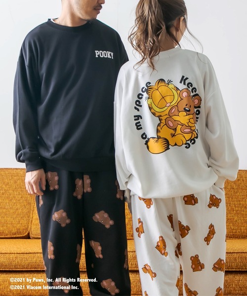 RASVOA（ラスボア）の「【Ｇａｒｆｉｅｌｄコラボ】総柄ルームスウェットパンツ（スウェットパンツ・レディース・ブラック/オフホワイト・FREE）」の5枚目の写真