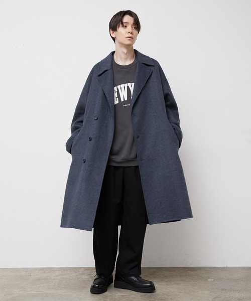 JUNRED（ジュンレッド）の「ウールリバーオーバーコート（トレンチコート・メンズ・ベージュ/ブルー系その他4・S/M/L）」の2枚目の写真