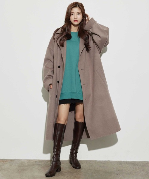 JUNRED（ジュンレッド）の「ウールリバーオーバーコート（トレンチコート・メンズ・ベージュ/ブルー系その他4・S/M/L）」の6枚目の写真