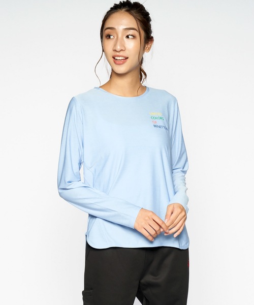 BENETTON (UNITED COLORS OF BENETTON)（ベネトンユナイテッドカラーズオブベネトン）の「【BENETTON / ベネトン】レディース UVカット 吸水速乾 ストレッチロングTシャツ（Tシャツ/カットソー・レディース・ライトグリーン/ブラック/パープル/ライトブルー/ピンク/ホワイト・MEDIUM/X-LARGE/SMALL/XXX-LARGE/LARGE/XX-LARGE）」の15枚目の写真