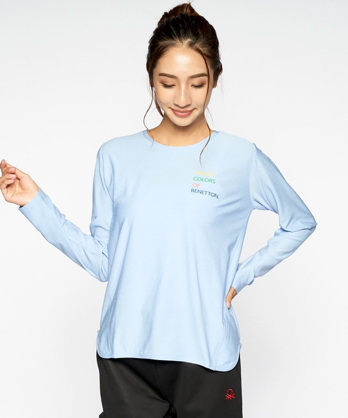 BENETTON (UNITED COLORS OF BENETTON)（ベネトンユナイテッドカラーズオブベネトン）の「【BENETTON / ベネトン】レディース UVカット 吸水速乾 ストレッチロングTシャツ（Tシャツ/カットソー・レディース・ライトグリーン/ブラック/パープル/ライトブルー/ピンク/ホワイト・MEDIUM/X-LARGE/SMALL/XXX-LARGE/LARGE/XX-LARGE）」の17枚目の写真
