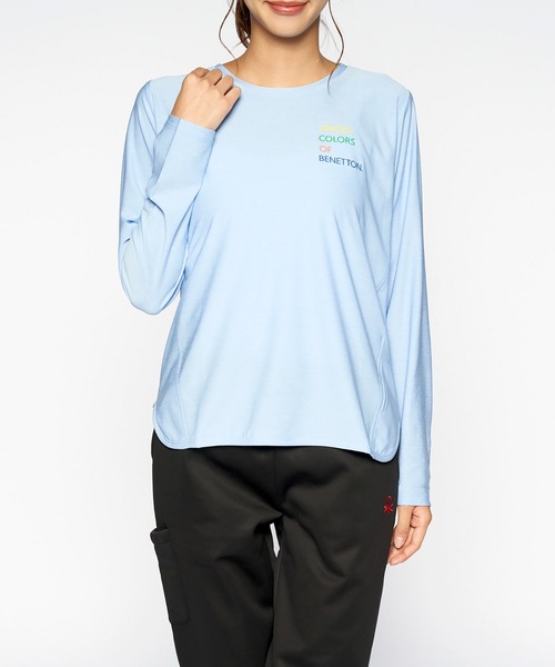 BENETTON (UNITED COLORS OF BENETTON)（ベネトンユナイテッドカラーズオブベネトン）の「【BENETTON / ベネトン】レディース UVカット 吸水速乾 ストレッチロングTシャツ（Tシャツ/カットソー・レディース・ライトグリーン/ブラック/パープル/ライトブルー/ピンク/ホワイト・MEDIUM/X-LARGE/SMALL/XXX-LARGE/LARGE/XX-LARGE）」の18枚目の写真