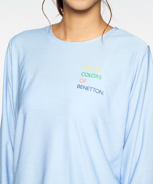 BENETTON (UNITED COLORS OF BENETTON)（ベネトンユナイテッドカラーズオブベネトン）の「【BENETTON / ベネトン】レディース UVカット 吸水速乾 ストレッチロングTシャツ（Tシャツ/カットソー・レディース・ライトグリーン/ブラック/パープル/ライトブルー/ピンク/ホワイト・MEDIUM/X-LARGE/SMALL/XXX-LARGE/LARGE/XX-LARGE）」の21枚目の写真