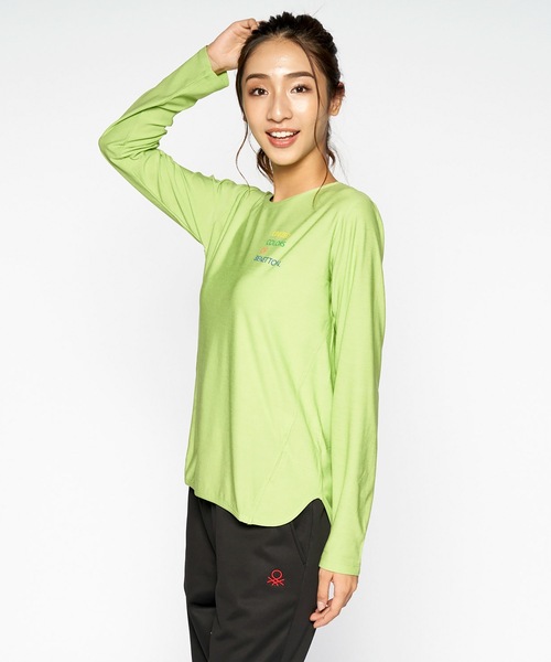 BENETTON (UNITED COLORS OF BENETTON)（ベネトンユナイテッドカラーズオブベネトン）の「【BENETTON / ベネトン】レディース UVカット 吸水速乾 ストレッチロングTシャツ（Tシャツ/カットソー・レディース・ライトグリーン/ブラック/パープル/ライトブルー/ピンク/ホワイト・MEDIUM/X-LARGE/SMALL/XXX-LARGE/LARGE/XX-LARGE）」の9枚目の写真