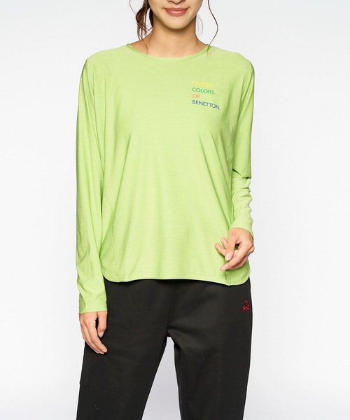 BENETTON (UNITED COLORS OF BENETTON)（ベネトンユナイテッドカラーズオブベネトン）の「【BENETTON / ベネトン】レディース UVカット 吸水速乾 ストレッチロングTシャツ（Tシャツ/カットソー・レディース・ライトグリーン/ブラック/パープル/ライトブルー/ピンク/ホワイト・MEDIUM/X-LARGE/SMALL/XXX-LARGE/LARGE/XX-LARGE）」の10枚目の写真