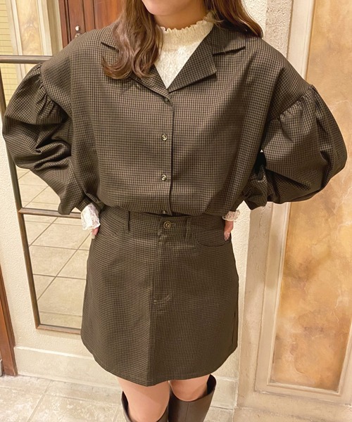 apres jour(アプレジュール)の「チェック袖ボリュームシャツ【ZOZOTOWN限定アイテム】(シャツ/ブラウス・レディース・ベージュ/ブラウン系その他・フリー/X-LARGE)」の5枚目の写真