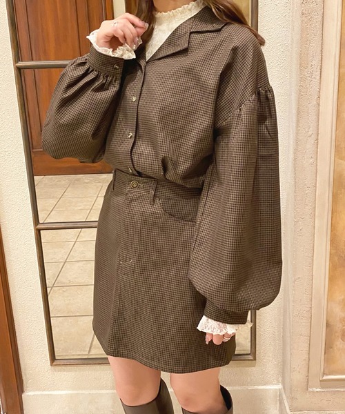 apres jour(アプレジュール)の「チェック袖ボリュームシャツ【ZOZOTOWN限定アイテム】(シャツ/ブラウス・レディース・ベージュ/ブラウン系その他・フリー/X-LARGE)」の8枚目の写真