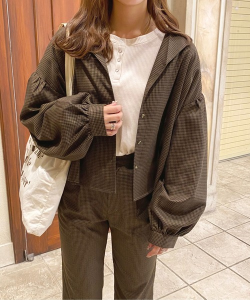 apres jour(アプレジュール)の「チェック袖ボリュームシャツ【ZOZOTOWN限定アイテム】(シャツ/ブラウス・レディース・ベージュ/ブラウン系その他・フリー/X-LARGE)」の14枚目の写真