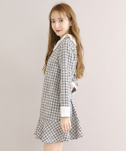 TITTY&CO.（ティティーアンドコー）の「【TITTY&CO.】2WAYツイードワンピース（ワンピース・レディース・ブルー/ブラック・MEDIUM/SMALL）」の9枚目の写真