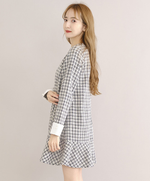 TITTY&CO.（ティティーアンドコー）の「【TITTY&CO.】2WAYツイードワンピース（ワンピース・レディース・ブルー/ブラック・MEDIUM/SMALL）」の13枚目の写真