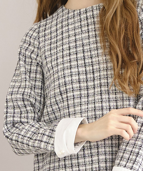 TITTY&CO.（ティティーアンドコー）の「【TITTY&CO.】2WAYツイードワンピース（ワンピース・レディース・ブルー/ブラック・MEDIUM/SMALL）」の3枚目の写真