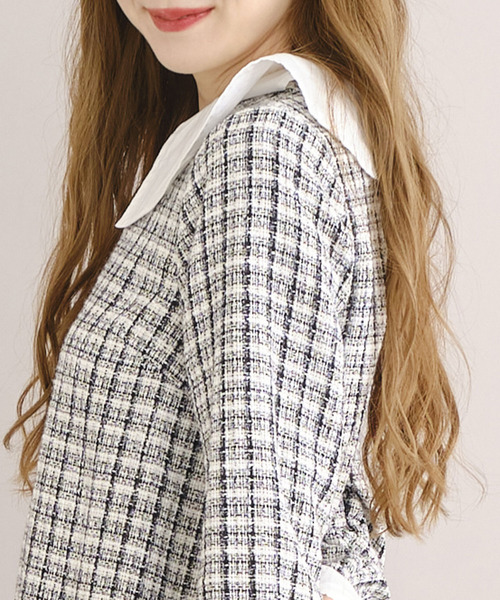 TITTY&CO.（ティティーアンドコー）の「【TITTY&CO.】2WAYツイードワンピース（ワンピース・レディース・ブルー/ブラック・MEDIUM/SMALL）」の5枚目の写真