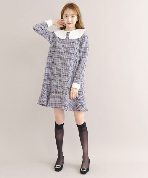 TITTY&CO.（ティティーアンドコー）の「【TITTY&CO.】2WAYツイードワンピース（ワンピース・レディース・ブルー/ブラック・MEDIUM/SMALL）」の12枚目の写真