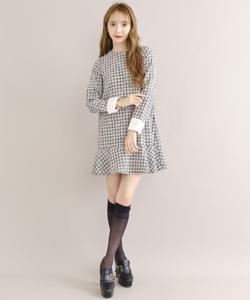 TITTY&CO.（ティティーアンドコー）の「【TITTY&CO.】2WAYツイードワンピース（ワンピース・レディース・ブルー/ブラック・MEDIUM/SMALL）」の6枚目の写真