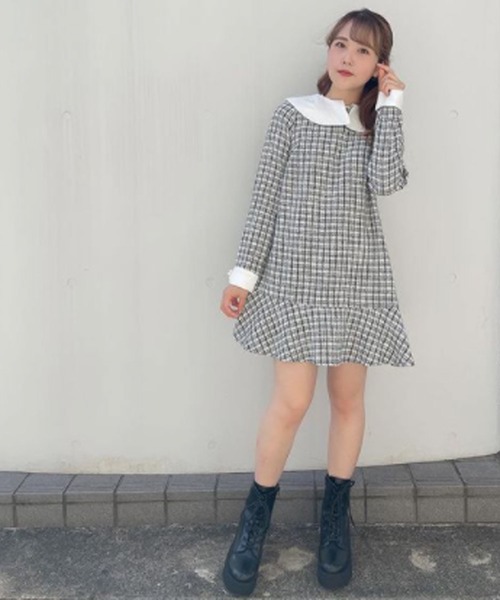 TITTY&CO.（ティティーアンドコー）の「【TITTY&CO.】2WAYツイードワンピース（ワンピース・レディース・ブルー/ブラック・MEDIUM/SMALL）」の19枚目の写真