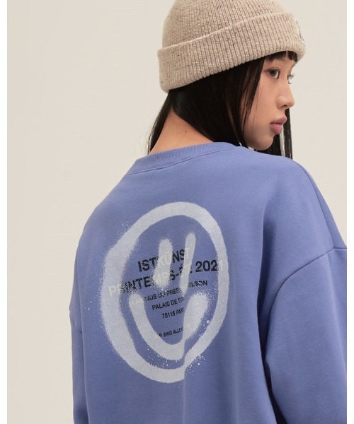 ISTKUNST(イストクンスト)の「【UNISEX】ISTKUNST/LOGO&SMILEY裏起毛プルオーバー 2257968(スウェット・レディース・ネイビー/ピンク/アイボリー/ブラック/ホワイト・MEDIUM/LARGE/SMALL)」の8枚目の写真