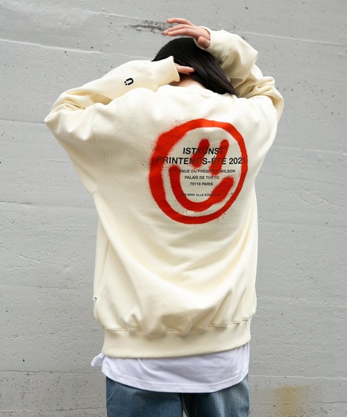 ISTKUNST(イストクンスト)の「【UNISEX】ISTKUNST/LOGO&SMILEY裏起毛プルオーバー 2257968(スウェット・レディース・ネイビー/ピンク/アイボリー/ブラック/ホワイト・MEDIUM/LARGE/SMALL)」の11枚目の写真