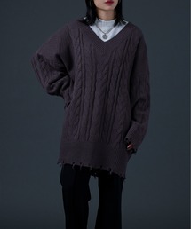 Ellno Loset | ダメージケーブルBIGニット(ニット/セーター)