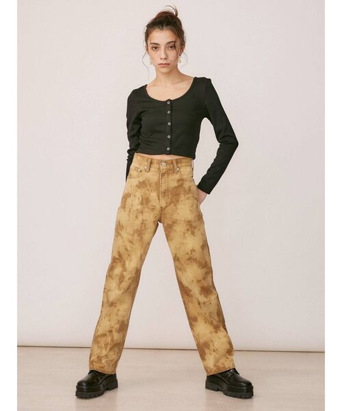 EVRIS（エヴリス）の「ブリーチストレートパンツ（デニムパンツ・レディース・ベージュ/ブラック・SMALL/MEDIUM）」の8枚目の写真