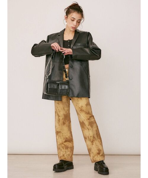 EVRIS（エヴリス）の「ブリーチストレートパンツ（デニムパンツ・レディース・ベージュ/ブラック・SMALL/MEDIUM）」の10枚目の写真