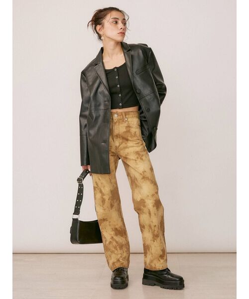 EVRIS（エヴリス）の「ブリーチストレートパンツ（デニムパンツ・レディース・ベージュ/ブラック・SMALL/MEDIUM）」の11枚目の写真