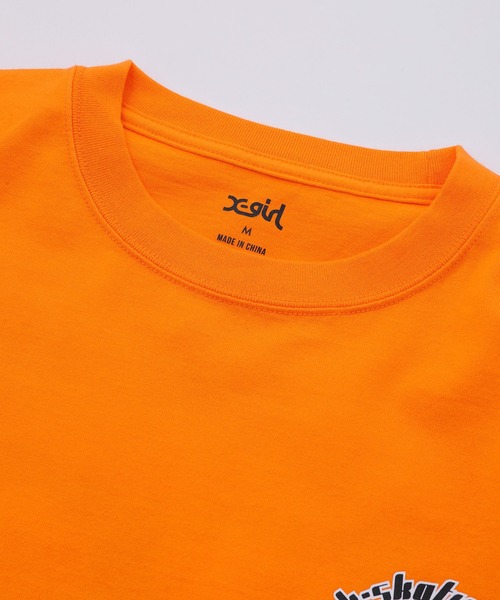 X-girl（エックスガール）の「CIRCLE X LOGO L/S TEE（Tシャツ/カットソー・レディース・ブラック/ホワイト/オレンジ・S/M/L/XL）」の6枚目の写真