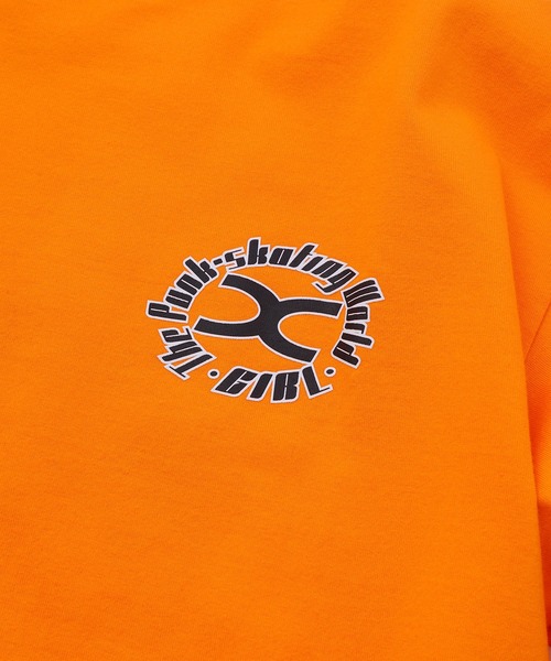 X-girl（エックスガール）の「CIRCLE X LOGO L/S TEE（Tシャツ/カットソー・レディース・ブラック/ホワイト/オレンジ・S/M/L/XL）」の7枚目の写真