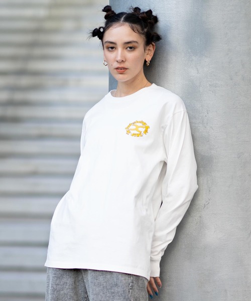 X-girl（エックスガール）の「CIRCLE X LOGO L/S TEE（Tシャツ/カットソー・レディース・ブラック/ホワイト/オレンジ・S/M/L/XL）」の14枚目の写真