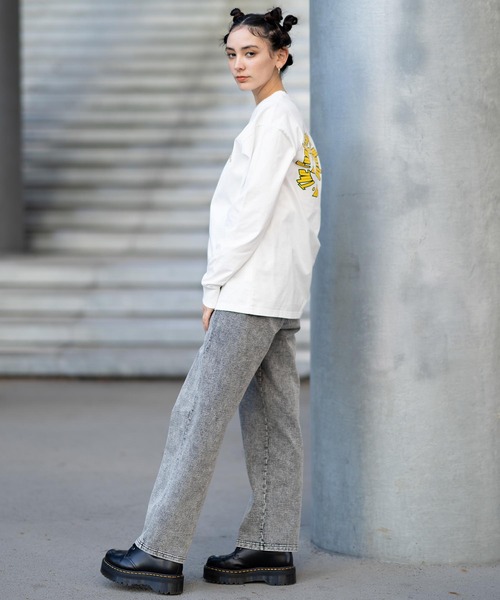 X-girl（エックスガール）の「CIRCLE X LOGO L/S TEE（Tシャツ/カットソー・レディース・ブラック/ホワイト/オレンジ・S/M/L/XL）」の19枚目の写真