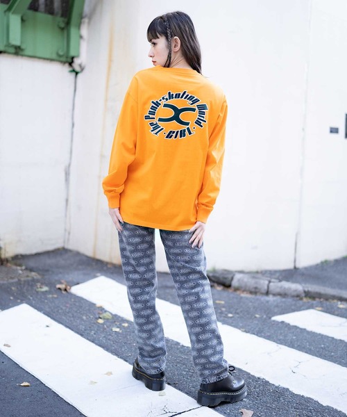 X-girl（エックスガール）の「CIRCLE X LOGO L/S TEE（Tシャツ/カットソー・レディース・ブラック/ホワイト/オレンジ・S/M/L/XL）」の18枚目の写真