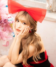 Tika | リボンカチューシャ 赤 サンタ コスプレ シフォン クリスマス コスチューム サンタコス(コスチューム/パーティーグッズ)