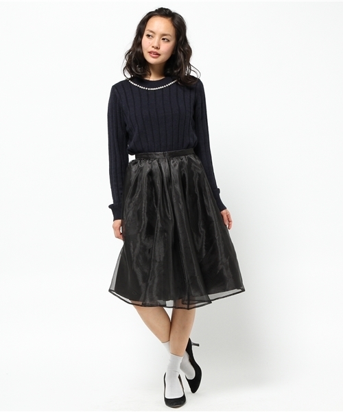 Heather(ヘザー)の「パールネックニットプルオーバー 557996(ニット/セーター・レディース・オフホワイト/ブラウン系その他/サックスブルー/ネイビー・FREE)」の8枚目の写真