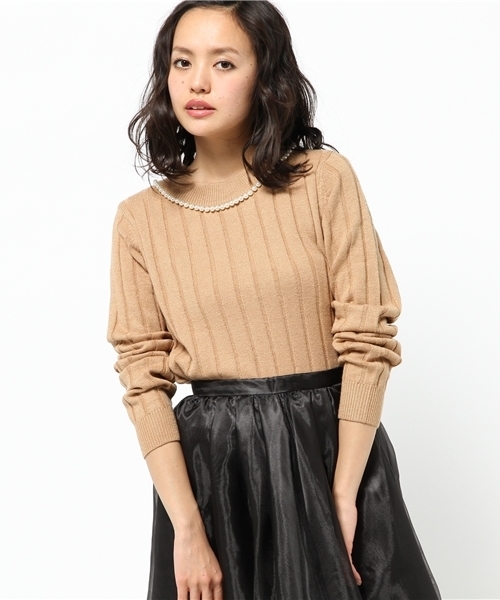 Heather(ヘザー)の「パールネックニットプルオーバー 557996(ニット/セーター・レディース・オフホワイト/ブラウン系その他/サックスブルー/ネイビー・FREE)」の13枚目の写真