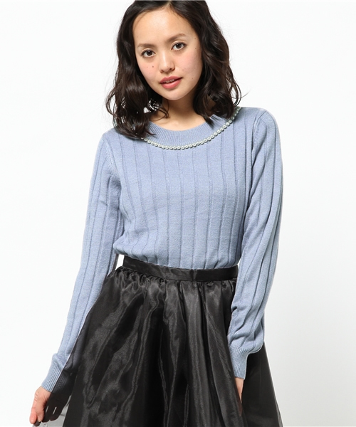 Heather(ヘザー)の「パールネックニットプルオーバー 557996(ニット/セーター・レディース・オフホワイト/ブラウン系その他/サックスブルー/ネイビー・FREE)」の15枚目の写真