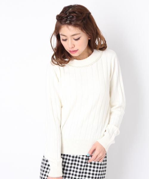Heather(ヘザー)の「パールネックニットプルオーバー 557996(ニット/セーター・レディース・オフホワイト/ブラウン系その他/サックスブルー/ネイビー・FREE)」の16枚目の写真