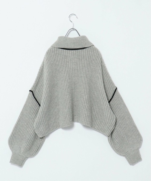 notch.(ノッチ)の「ライン入りハーフZIPショートニット(ニット/セーター・レディース・グレー/ブラック/オフホワイト・M)」の18枚目の写真
