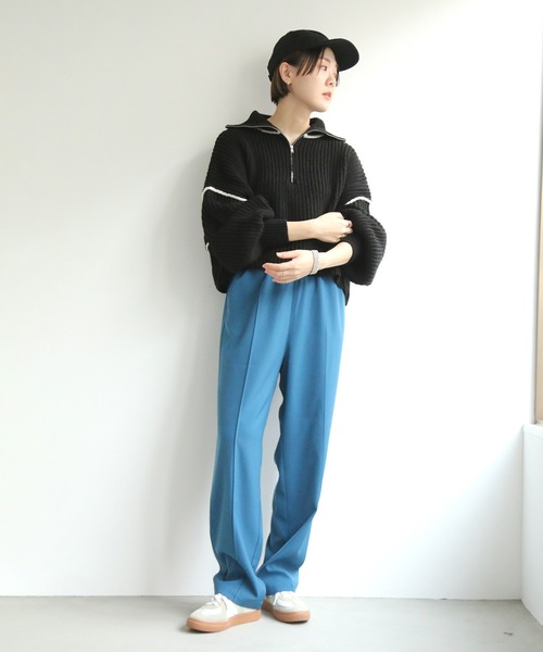 notch.(ノッチ)の「ライン入りハーフZIPショートニット(ニット/セーター・レディース・グレー/ブラック/オフホワイト・M)」の11枚目の写真
