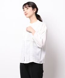 Samansa Mos2 blue | レースピンタックブラウス(シャツ/ブラウス)