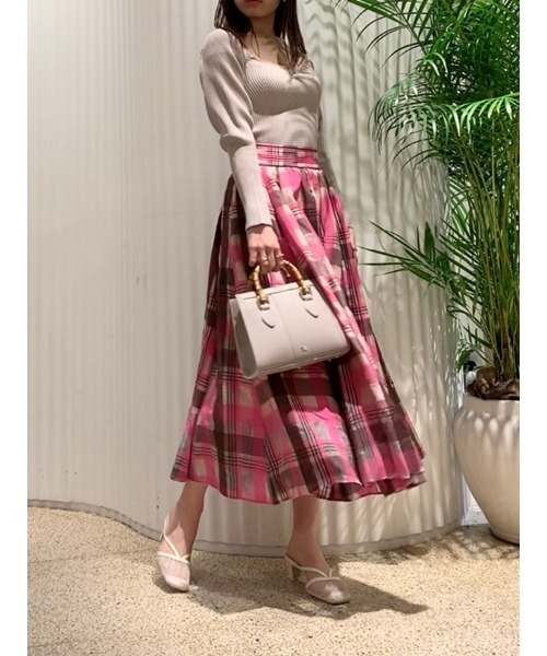 SNIDEL（スナイデル）の「シアーチェックボリュームスカート（スカート・レディース・ホワイト/ピンク/ブルー・1/0）」の3枚目の写真