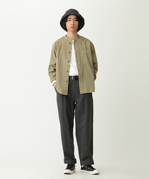 MHL.（エムエイチエル）の「GARMENT DYE BASIC POPLIN（シャツ/ブラウス・メンズ・ホワイト/カーキ・SMALL/MEDIUM/LARGE/X-LARGE）」の9枚目の写真