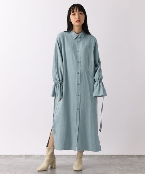 LOWRYS FARM（ローリーズファーム）の「オックスソデフリルシャツワンピース　262582（ワンピース・レディース・チャコールグレー/ベージュ/ブルー・FREE）」の6枚目の写真