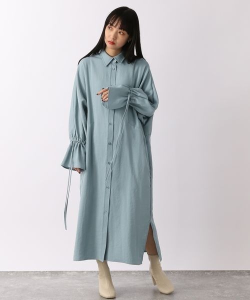 LOWRYS FARM（ローリーズファーム）の「オックスソデフリルシャツワンピース　262582（ワンピース・レディース・チャコールグレー/ベージュ/ブルー・FREE）」の7枚目の写真