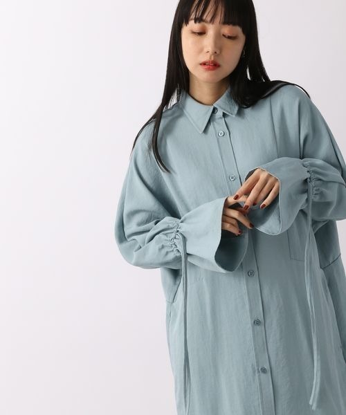 LOWRYS FARM（ローリーズファーム）の「オックスソデフリルシャツワンピース　262582（ワンピース・レディース・チャコールグレー/ベージュ/ブルー・FREE）」の8枚目の写真