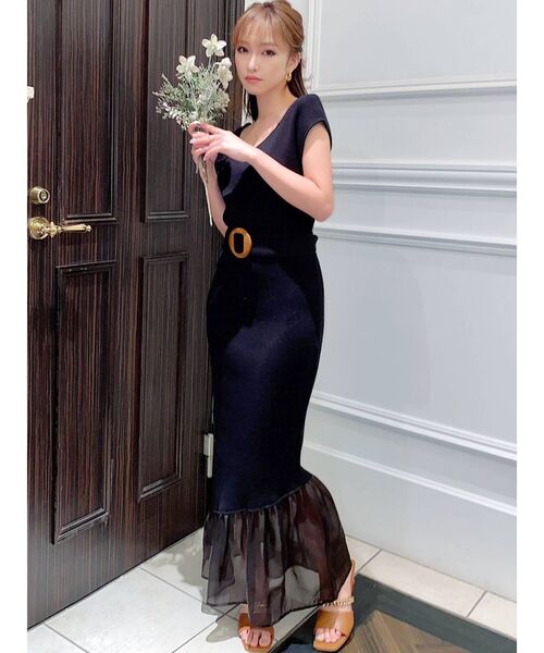 RESEXXY（リゼクシー）の「裾シアーマーメイドワンピース（ワンピース・レディース・ブラック/ブルー/アイボリー・FREE）」の9枚目の写真