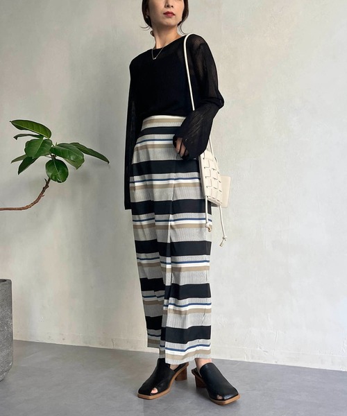 CAPRICIEUX LE'MAGE（カプリシューレマージュ）の「シアーリブプルオーバー（ニット/セーター・レディース・イエロー/グレイッシュベージュ/ライトベージュ/ブラック・FREE）」の20枚目の写真