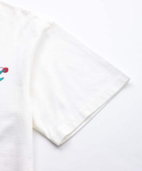 X-girl（エックスガール）の「BOTANICAL LOGO S/S TEE/バラモチーフ　バックプリント　Tシャツ（Tシャツ/カットソー・レディース・ホワイト/チャコール/ライトパープル・S/M/L/XL）」の12枚目の写真