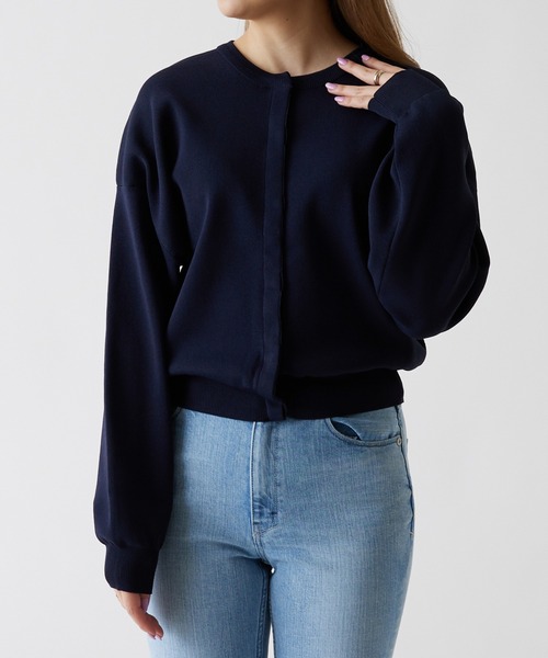 OUVRAGE CLASSE(ウヴラージュクラス)の「比翼カーディガン(カーディガン/ボレロ・レディース・オフホワイト/ライトグレー/ブラック/ネイビー/ピンク/ライム・FREE)」の15枚目の写真