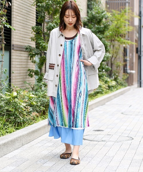 チチカカ（チチカカ）の「サラッペフレアワンピース（ワンピース・レディース・オレンジ/ブルー・FREE）」の3枚目の写真